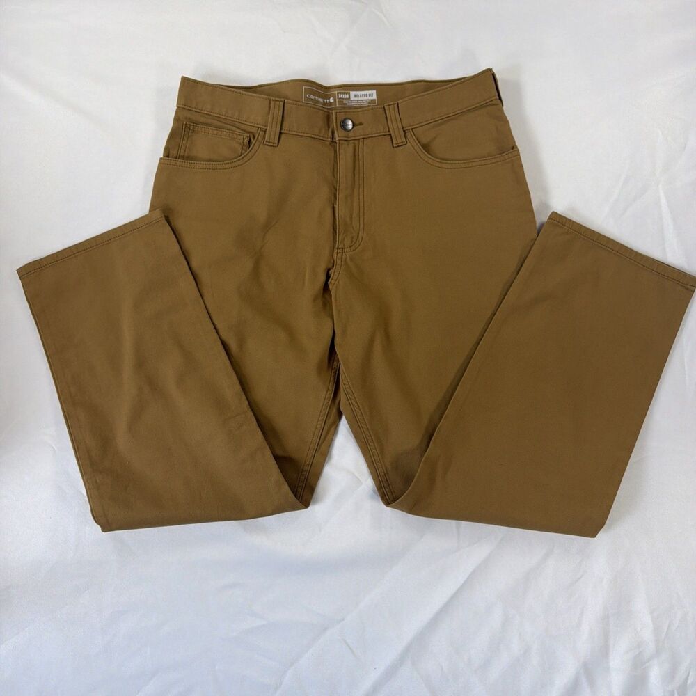 Carhartt Mens Relaxed Fit Rugged Flex Canvas Work Pants Tan BN2517-M 34/30